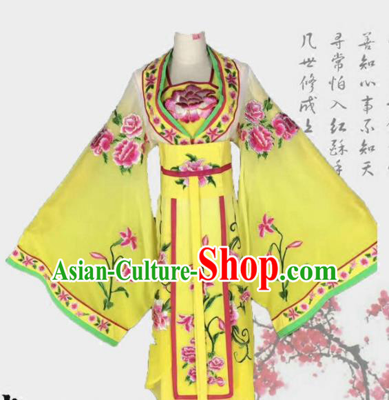 Chinese Traditional Peking Opera Actress Costumes Ancient Palace Princess Yellow Dress for Adults