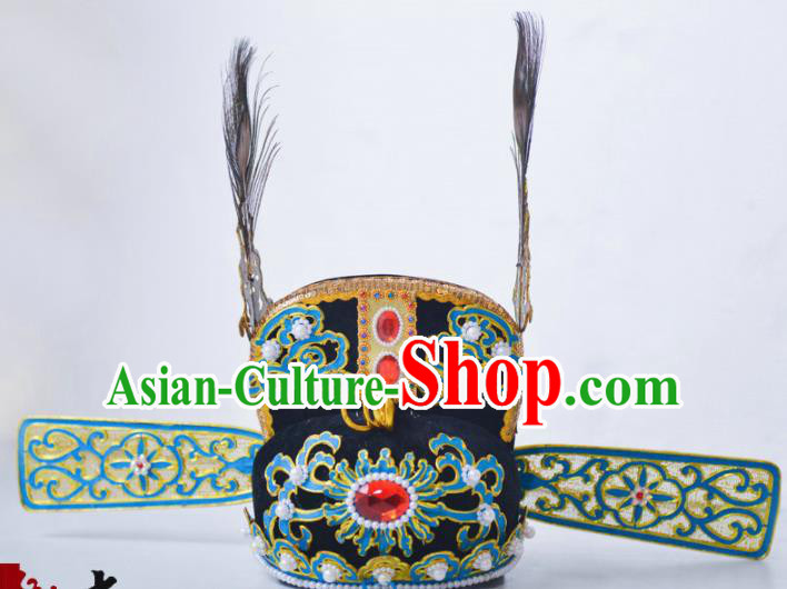 Chinese Traditional Peking Opera Scholar Hat Ancient Bridegroom Headwear for Adults