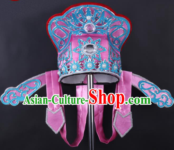 Chinese Traditional Peking Opera Niche Pink Hat Ancient Gifted Scholar Headwear for Adults