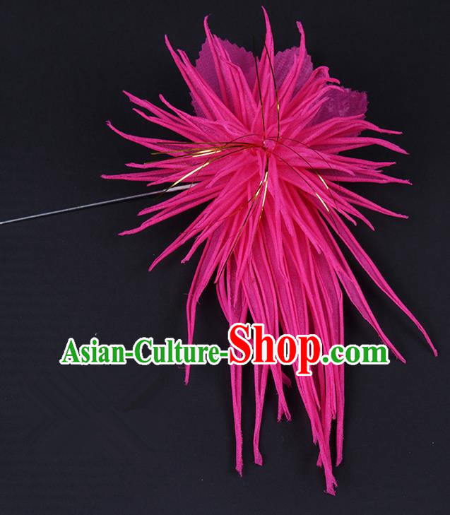 Chinese Traditional Peking Opera Hair Accessories Ancient Rosy Chrysanthemum Hairpins for Women