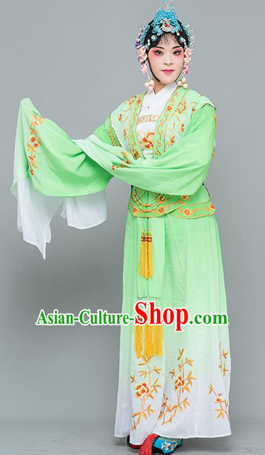 Chinese Traditional Peking Opera Nobility Lady Costumes Ancient Peri Green Dress for Adults