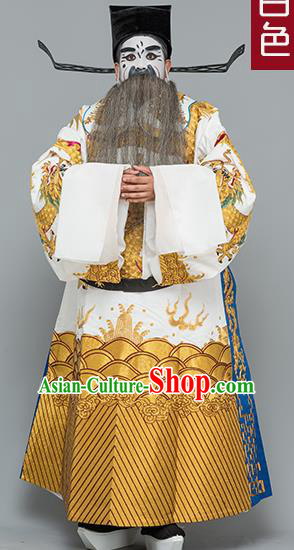 Chinese Traditional Peking Opera Prime Minister Costume Ancient White Embroidered Robe for Adults xxxxxl