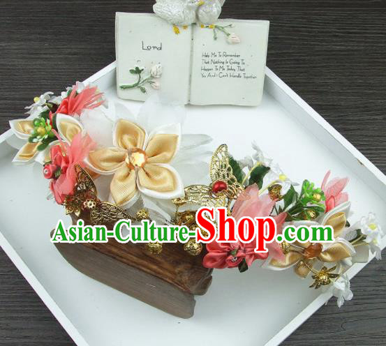 Top Grade Handmade Wedding Hair Accessories Bride Silk Flowers Hair Stick Headwear for Women