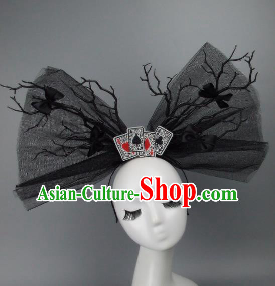 Top Grade Handmade Halloween Cosplay Hair Accessories Bride Black Veil Hair Clasp Headwear for Women