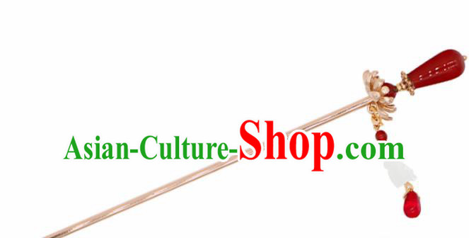 Chinese Traditional Handmade Hair Clip Hair Accessories Ancient Agate Tassel Hairpins for Women