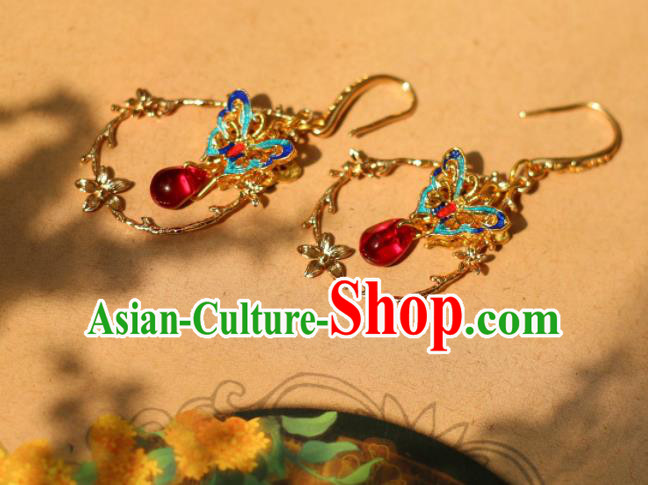 Traditional Chinese Handmade Ancient Blueing Butterfly Earrings Accessories for Women