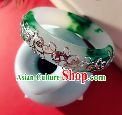 Top Grade Chinese Handmade Jade Bracelet Traditional Bride Bangle Jewelry Accessories for Women