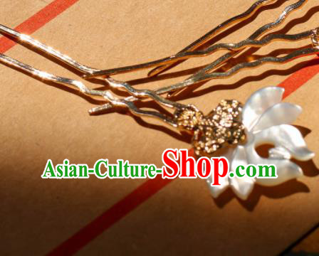 Chinese Traditional Handmade Shell Lotus Hair Clip Hair Accessories Ancient Hairpins for Women