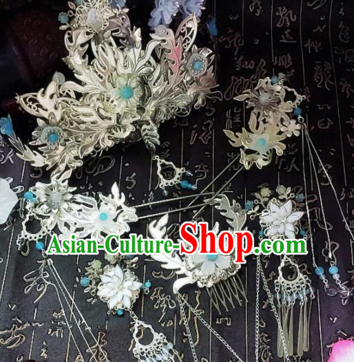Chinese Handmade Ancient Palace Hair Accessories Hanfu Phoenix Coronet Hairpins Complete Set for Women