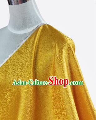 Asian Chinese Traditional Tang Suit Fabric Yellow Brocade Silk Material Classical Pattern Design Drapery