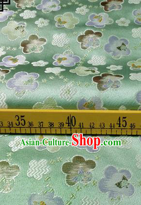 Asian Chinese Traditional Tang Suit Fabric Green Brocade Silk Material Classical Cherry Blossom Pattern Design Drapery