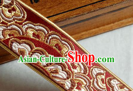 Traditional Chinese Handmade Red Brocade Belts Ancient Embroidered Brocade Lace Trimmings Accessories
