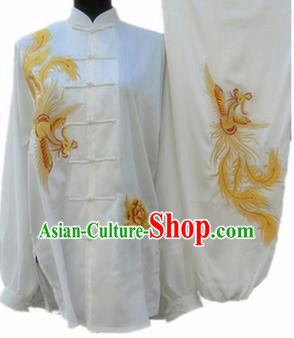 Chinese Traditional Kung Fu Silk Costumes Martial Arts Tai Chi Training Embroidered Phoenix Clothing for Women