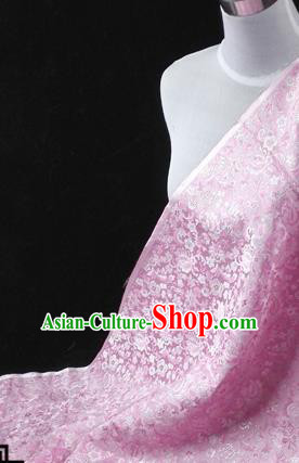 Asian Chinese Traditional Tang Suit Fabric Pink Brocade Silk Material Classical Plum Blossom Pattern Design Drapery