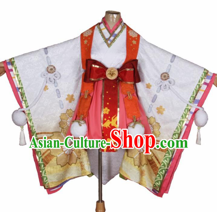 Asian Japanese Traditional Young Lady Cosplay Costumes Ancient Furisode Kimono Yukata Clothing for Women