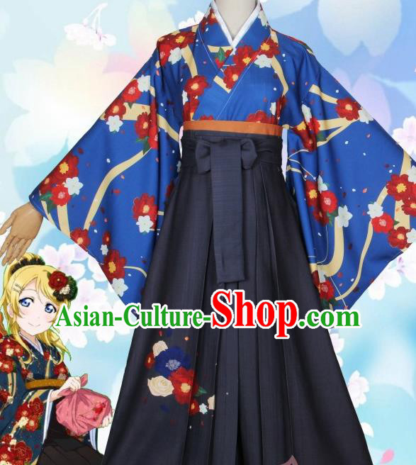 Asian Japanese Traditional Furisode Kimono Cosplay Geisha Costumes Ancient Yukata Clothing for Women