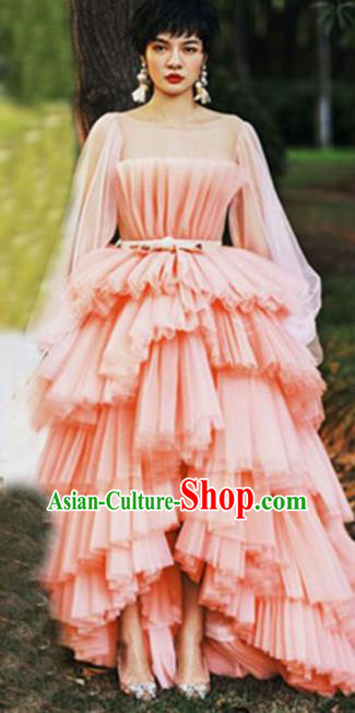 Top Performance Catwalks Costumes Wedding Pink Full Dress for Women