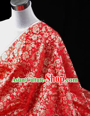 Asian Chinese Traditional Tang Suit Fabric Red Brocade Silk Material Classical Pattern Design Drapery