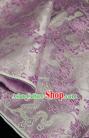 Asian Chinese Traditional Tang Suit Fabric Lilac Brocade Silk Material Classical Dragon Pattern Design Drapery