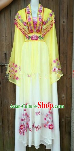 Chinese Traditional Beijing Opera Princess Costumes Ancient Nobility Lady Embroidered Yellow Dress for Women
