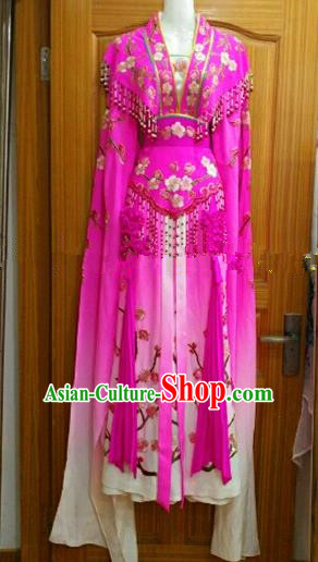 Chinese Traditional Beijing Opera Princess Silk Costumes Ancient Peri Embroidered Rosy Dress for Women