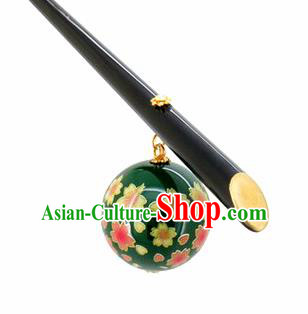 Japanese Traditional Cherry Blossom Hair Accessories Ancient Courtesan Kimono Green Hairpins for Women