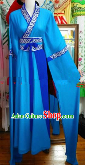Chinese Traditional Beijing Opera Village Women Blue Dress Ancient Young Lady Costumes for Poor