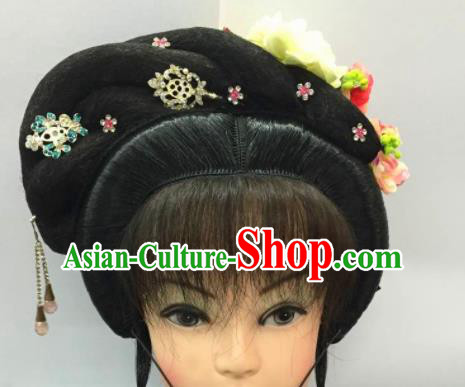 Chinese Traditional Ancient Beijing Opera Fairy Wig Sheath and Hairpins Hair Accessories for Women