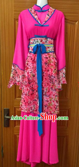 Chinese Traditional Beijing Opera Young Lady Rosy Dress Ancient Maidservants Embroidered Costumes for Poor