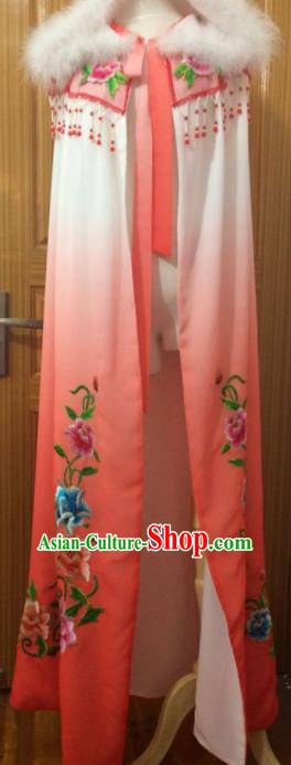 Chinese Traditional Peking Opera Embroidered Red Cloak Ancient Princess Cape Costumes for Women