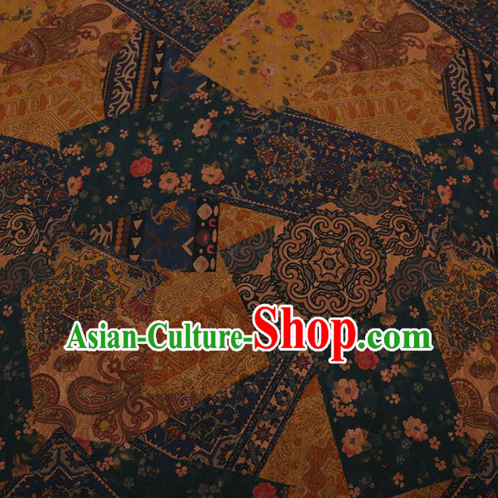 Chinese Traditional Cheongsam Crepe Satin Plain Palace Pattern Gambiered Guangdong Gauze Silk Fabric
