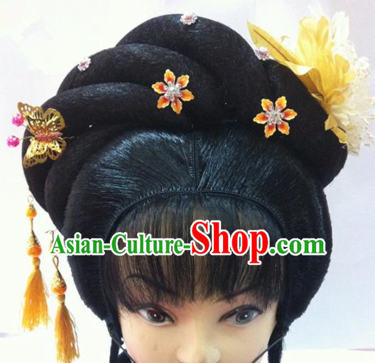 Chinese Traditional Ancient Beijing Opera Diva Wig Sheath and Hairpins Hair Accessories for Women