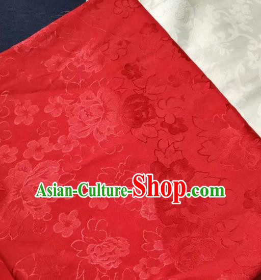 Chinese Royal Red Brocade Palace Traditional Peony Pattern Design Silk Fabric Chinese Fabric Asian Material