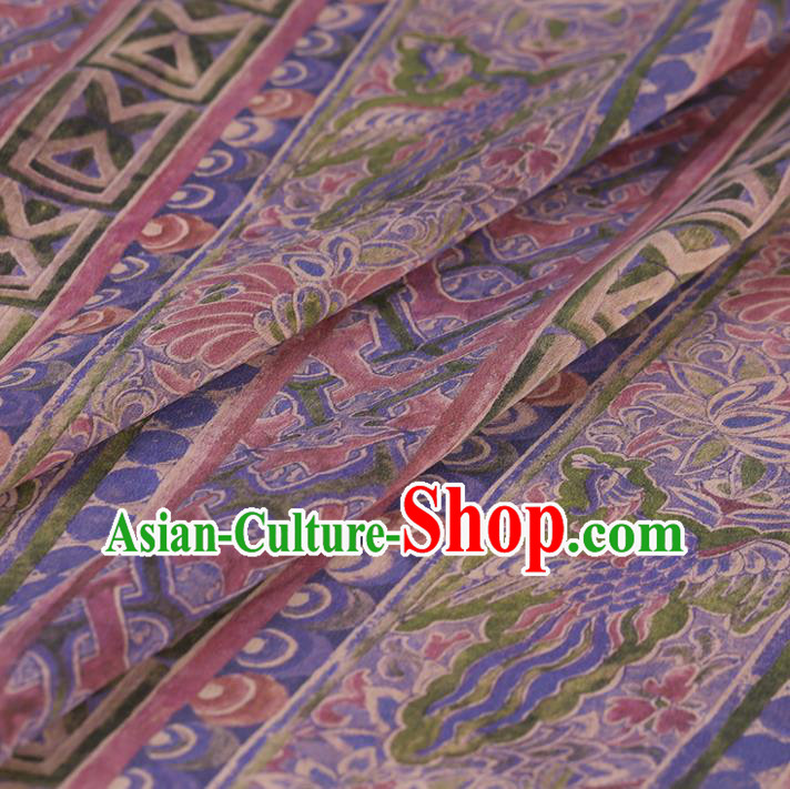 Chinese Traditional Silk Fabric Classical Pattern Lilac Satin Plain Cheongsam Drapery Gambiered Guangdong Gauze