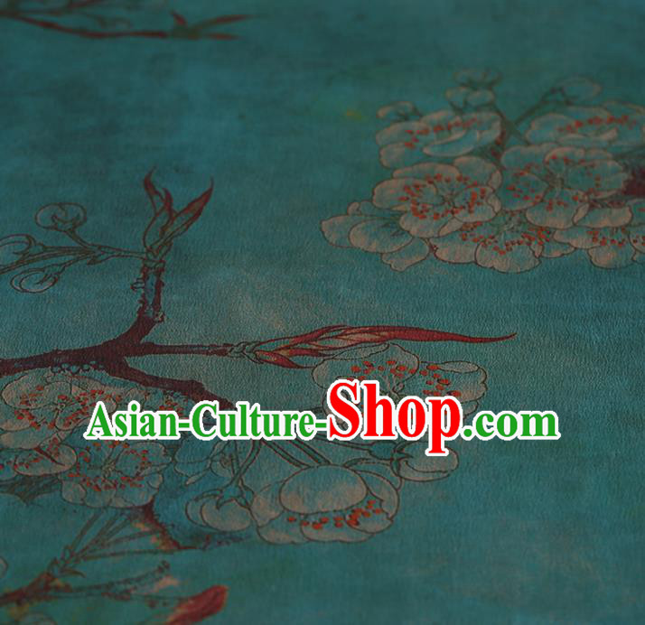 Chinese Traditional Silk Fabric Classical Pear Flowers Pattern Green Satin Plain Cheongsam Drapery Gambiered Guangdong Gauze