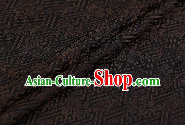 Chinese Classical Silk Fabric Traditional Brown Pattern Satin Plain Cheongsam Drapery Gambiered Guangdong Gauze