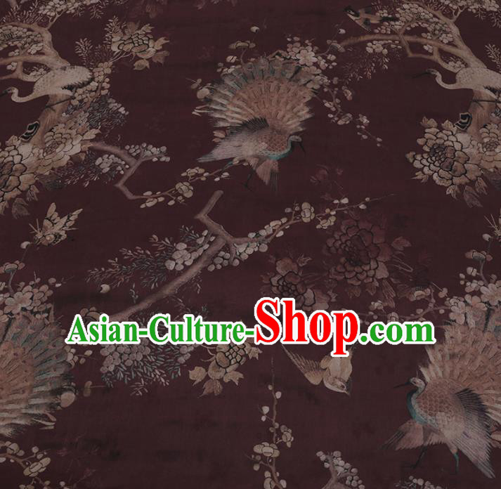 Chinese Classical Silk Fabric Traditional Pattern Amaranth Satin Plain Cheongsam Drapery Gambiered Guangdong Gauze