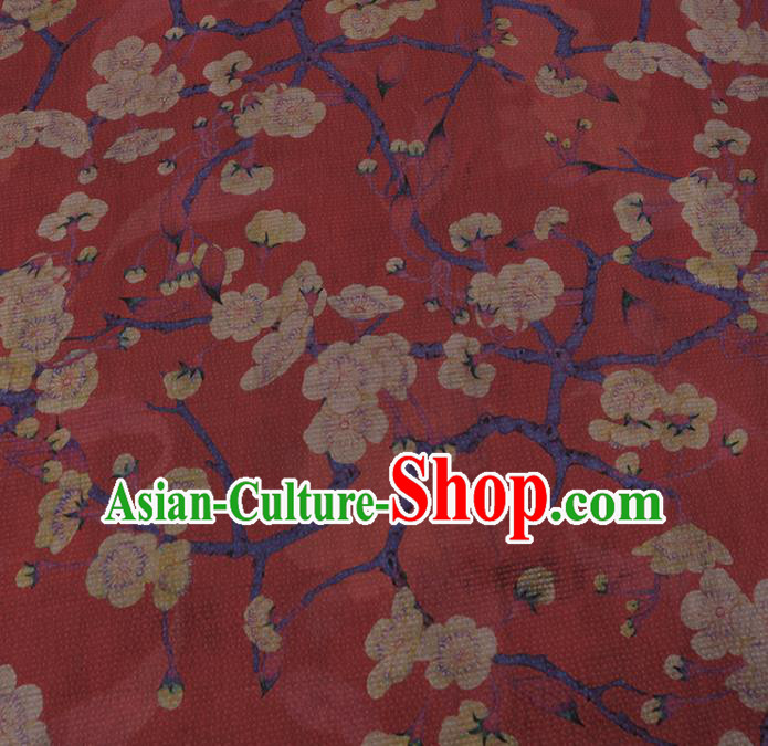 Chinese Classical Silk Fabric Traditional Pattern Red Satin Plain Cheongsam Drapery Gambiered Guangdong Gauze