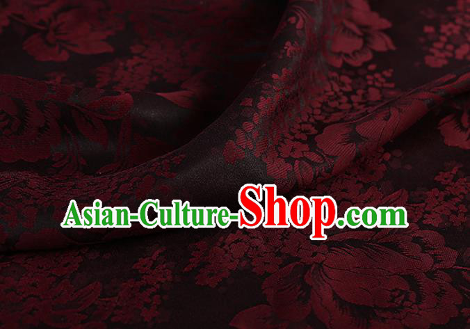 Chinese Classical Silk Fabric Traditional Red Peony Pattern Satin Plain Cheongsam Drapery Gambiered Guangdong Gauze
