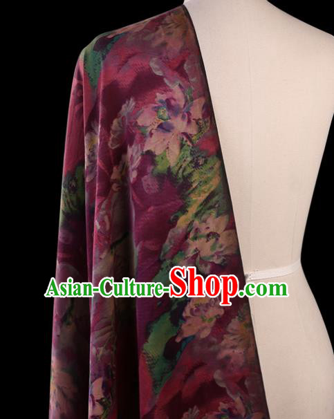 Traditional Chinese Amaranth Gambiered Guangdong Gauze Satin Plain Classical Pattern Cheongsam Silk Drapery