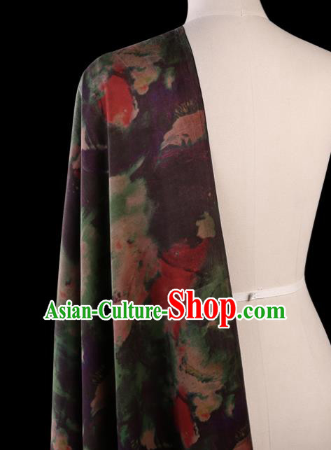 Traditional Chinese Purple Gambiered Guangdong Gauze Satin Plain Classical Pattern Cheongsam Silk Drapery