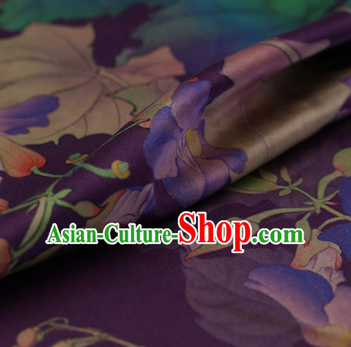Traditional Chinese Purple Brocade Gambiered Guangdong Gauze Classical Peony Pattern Satin Plain Cheongsam Silk Drapery