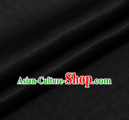 Traditional Chinese Black Brocade Palace Pattern Satin Plain Cheongsam Silk Drapery