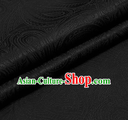 Traditional Chinese Brocade Palace Pattern Black Satin Plain Cheongsam Silk Drapery