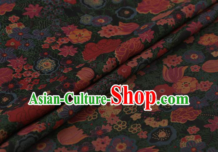 Traditional Chinese Green Gambiered Guangdong Gauze Satin Plain Classical Pattern Cheongsam Silk Drapery