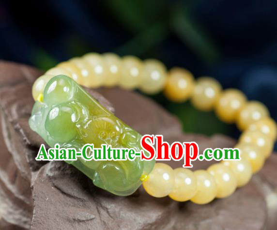 Chinese Traditional Jewelry Accessories Yellow Jadeite Bangle Ancient Hanfu Bracelet for Women