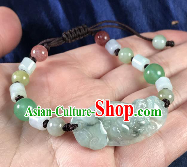 Chinese Traditional Accessories Ancient Handmade Jade Pi Xiu Bracelet for Women