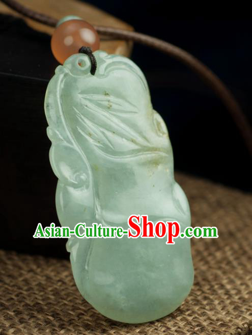 Chinese Traditional Jewelry Accessories Carving Bamboo Jade Necklace Handmade Jadeite Pendant