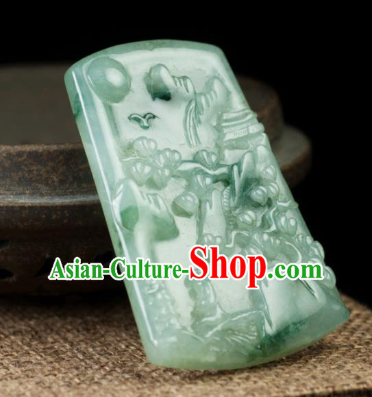 Chinese Traditional Jewelry Accessories Carving Jade Handmade Jadeite Pendant
