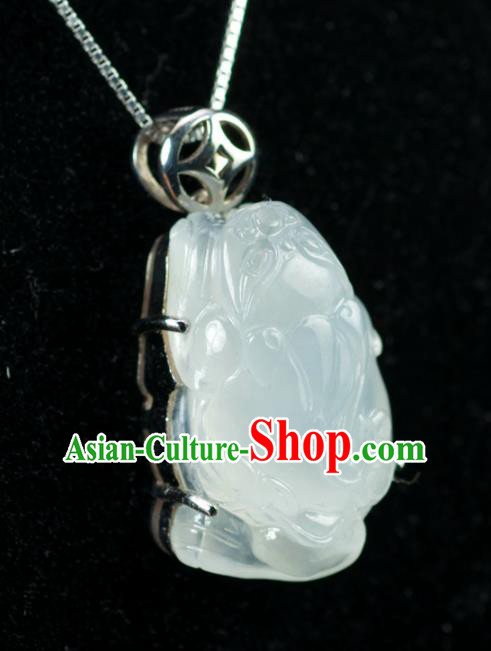 Chinese Traditional Jewelry Accessories Jade Toad Necklace Handmade Jadeite Pendant